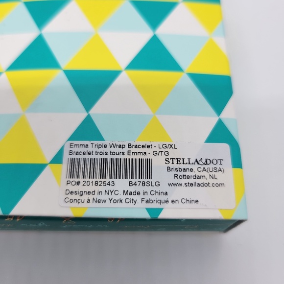 Stella & Dot Emma Triple Wrap Bracelet New Gold Silver White Beads Black Band - Picture 8 of 8